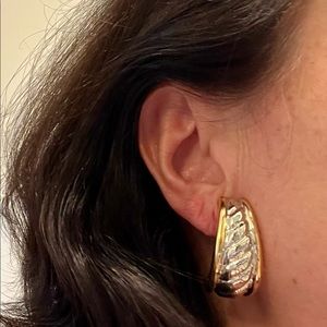 Vintage Rucinni Gold and Silver Earrings, New With Tags